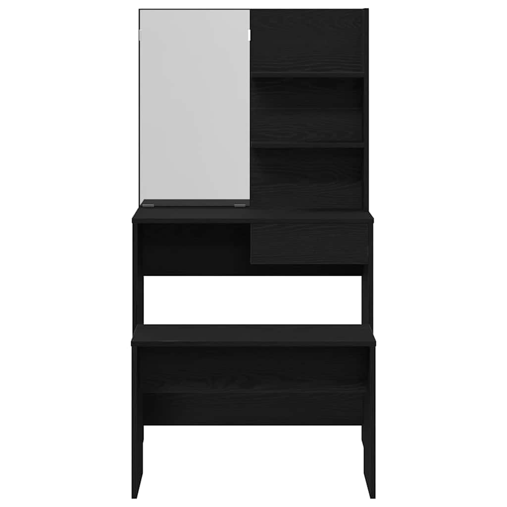 Conjunto de Mesa de Tocador con cajón 2 pcs Roble Negro
