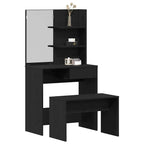 Conjunto de Mesa de Tocador con cajón 2 pcs Roble Negro