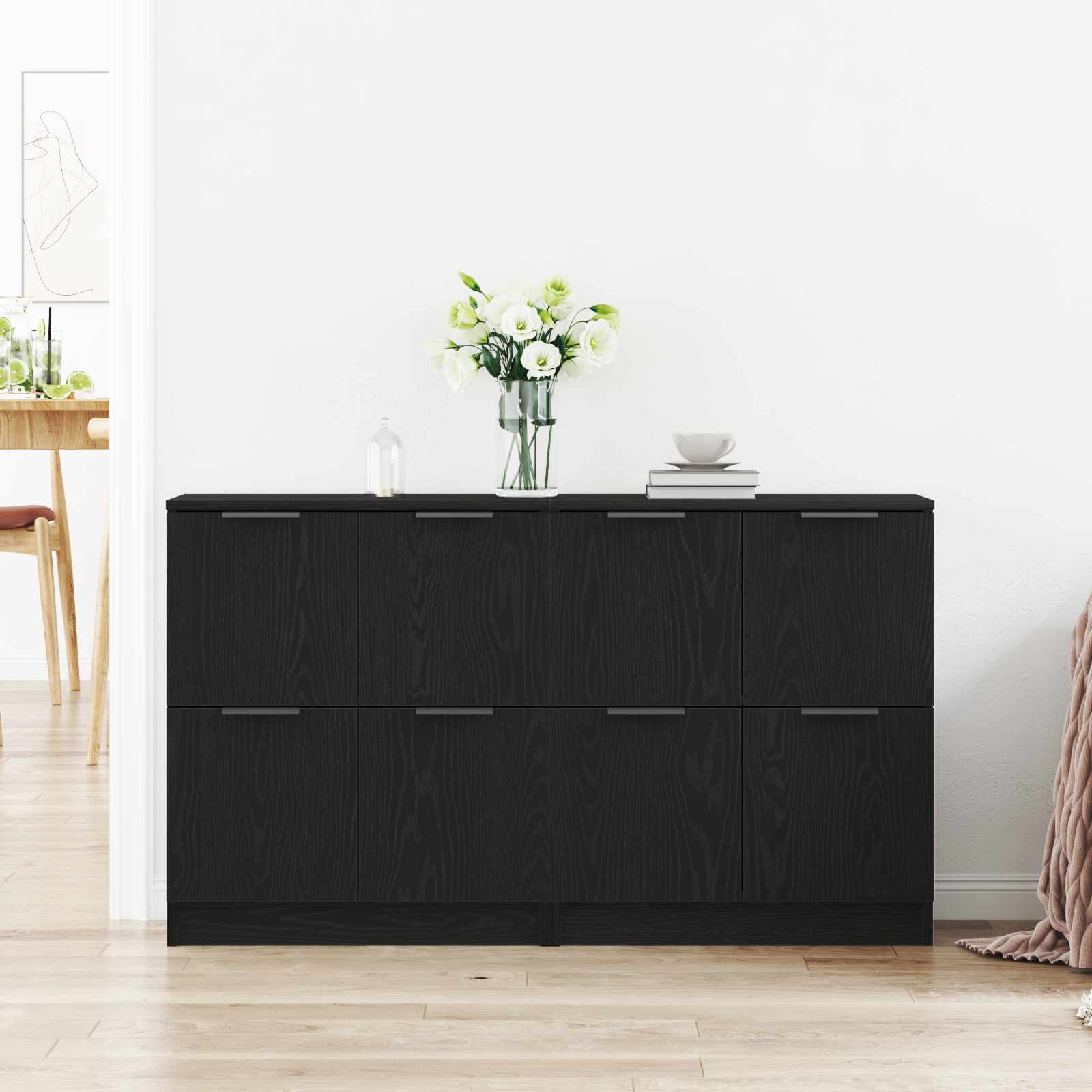 Aparador 2 pcs Roble Negro 60 x 30 x 70 cm Madera de ingeniería
