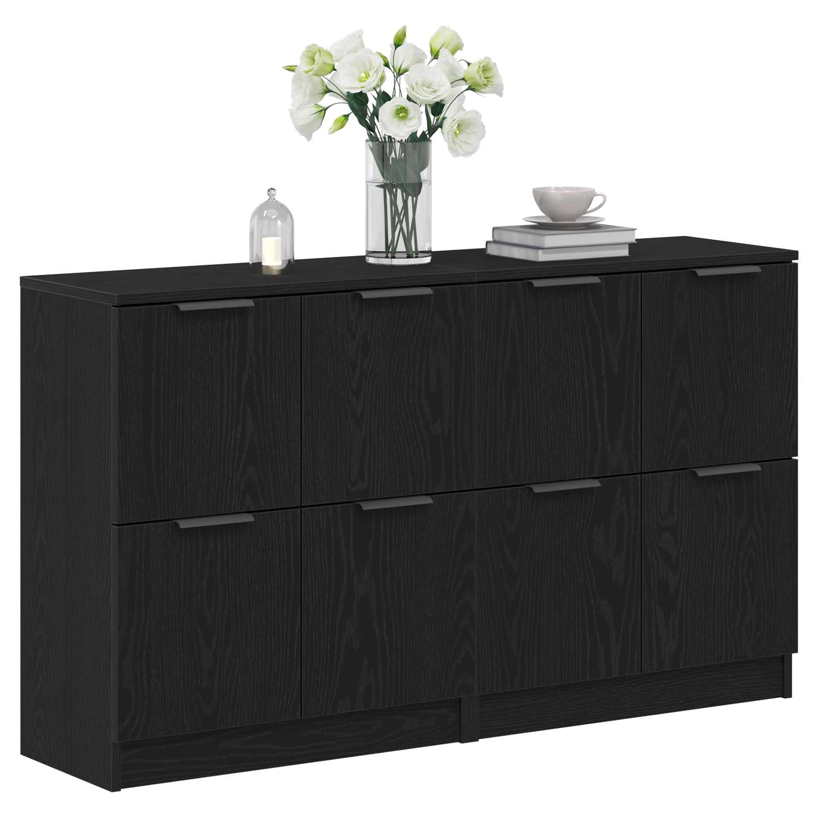 Aparador 2 pcs Roble Negro 60 x 30 x 70 cm Madera de ingeniería