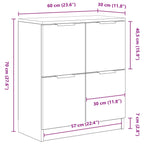 Aparador 2 pcs Roble Negro 60 x 30 x 70 cm Madera de ingeniería