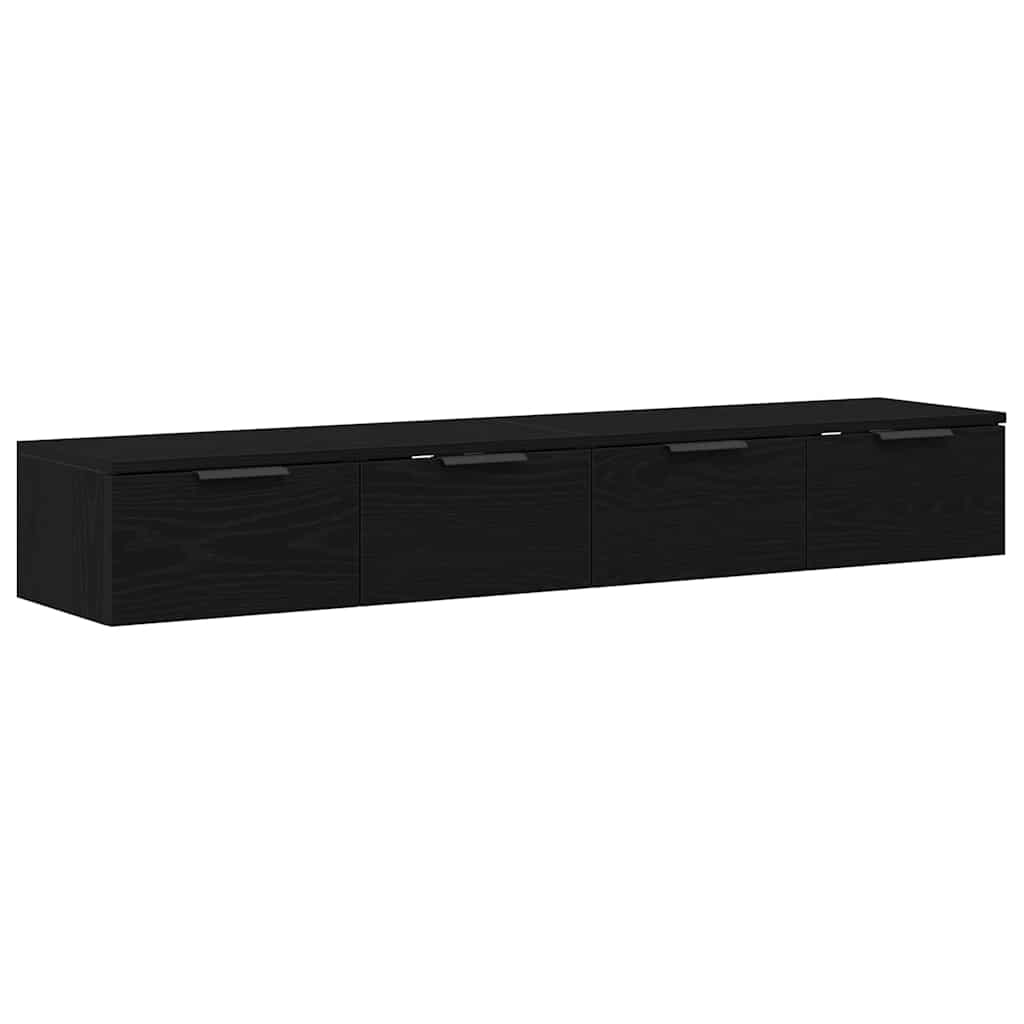 Mueble de pared con cajón 2 pcs Roble Negro 68 x 30 x 20 cm