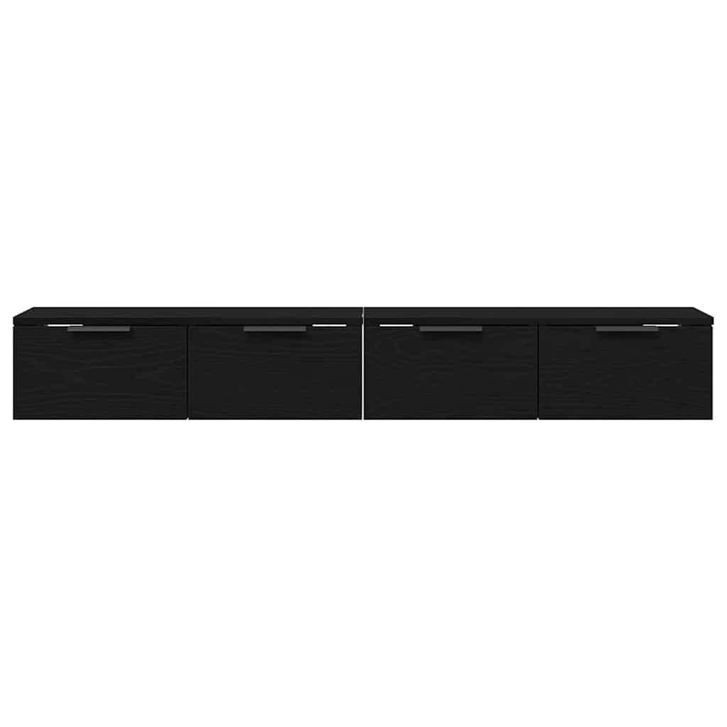 Mueble de pared con cajón 2 pcs Roble Negro 68 x 30 x 20 cm