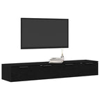 Mueble de pared con cajón 2 pcs Roble Negro 68 x 30 x 20 cm