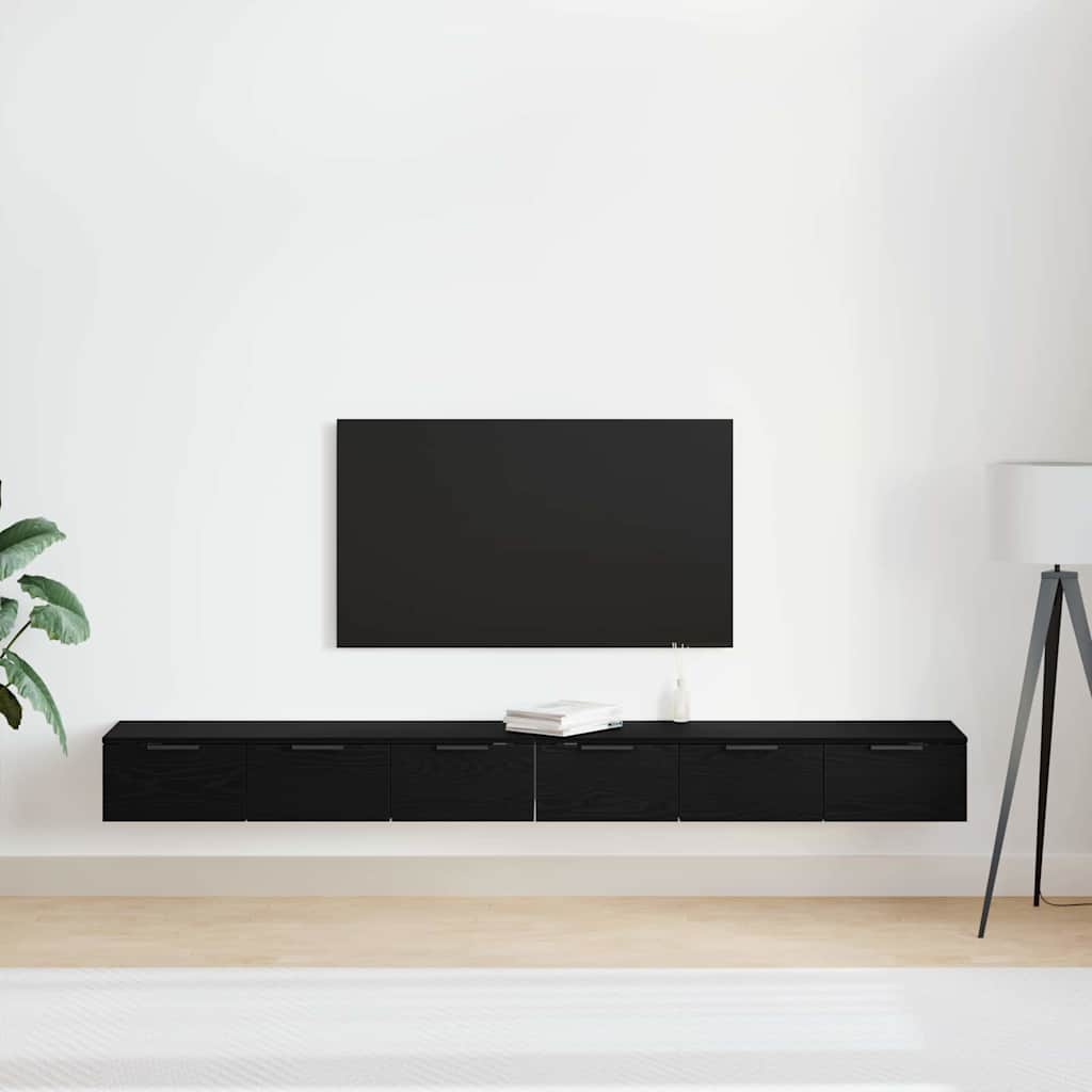 Mueble de pared con cajón 2 pcs Roble Negro 102 x 30 x 20 cm