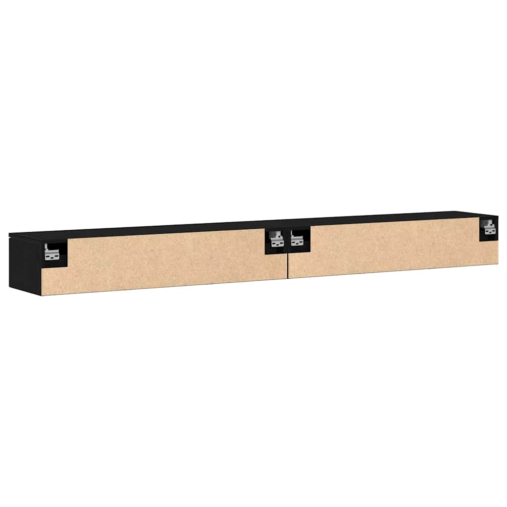 Mueble de pared con cajón 2 pcs Roble Negro 102 x 30 x 20 cm