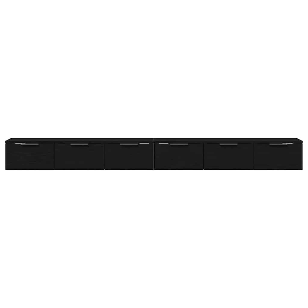 Mueble de pared con cajón 2 pcs Roble Negro 102 x 30 x 20 cm
