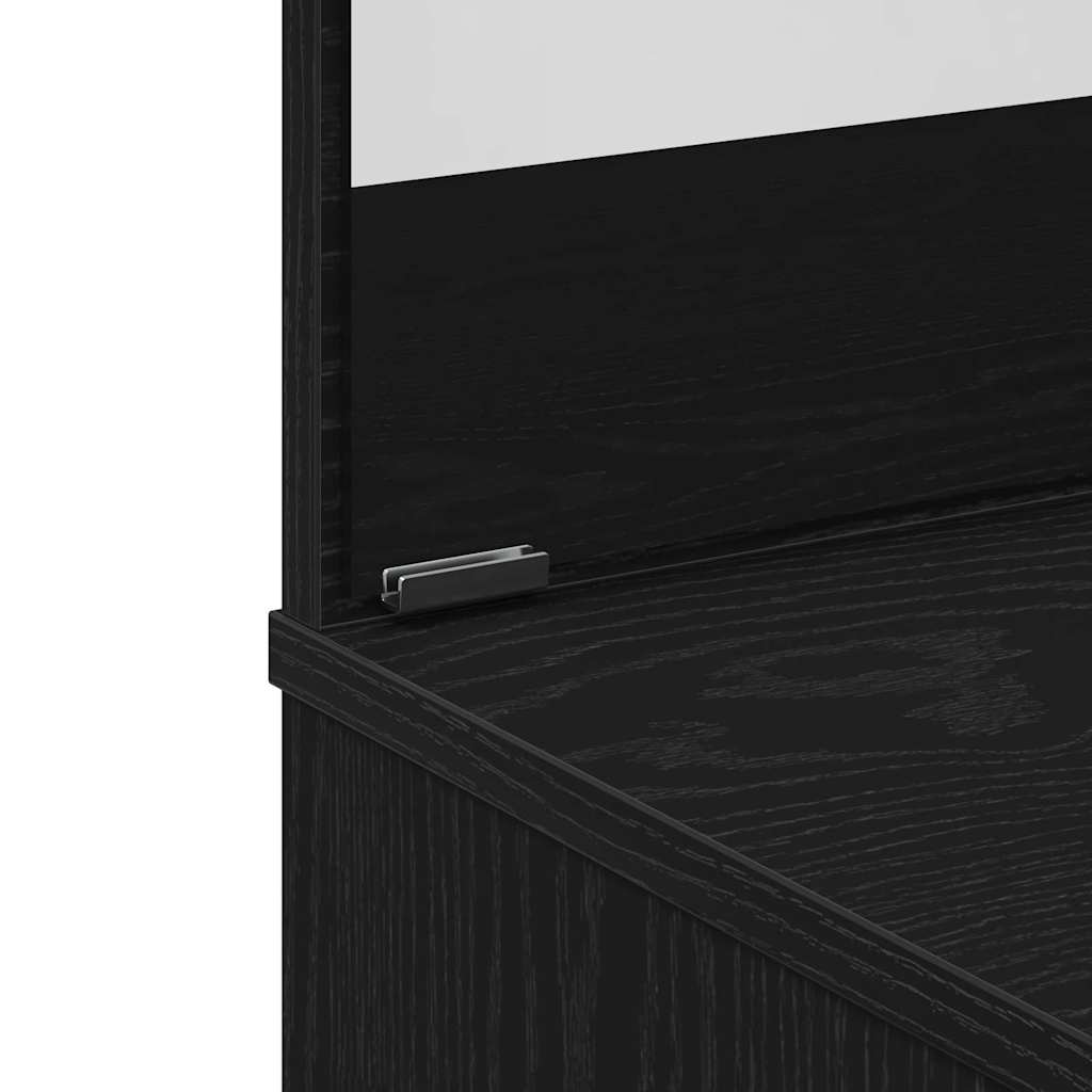 Conjunto de Mesa de Tocador con cajón 2 pcs Roble Negro