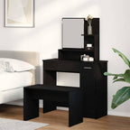 Conjunto de Mesa de Tocador con cajón 2 pcs Roble Negro