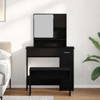 Conjunto de Mesa de Tocador con cajón 2 pcs Roble Negro