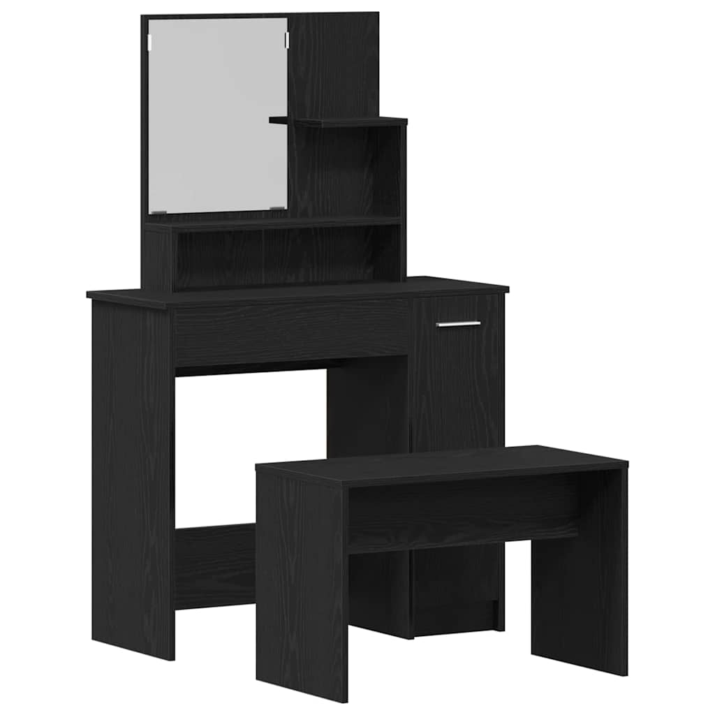 Conjunto de Mesa de Tocador con cajón 2 pcs Roble Negro