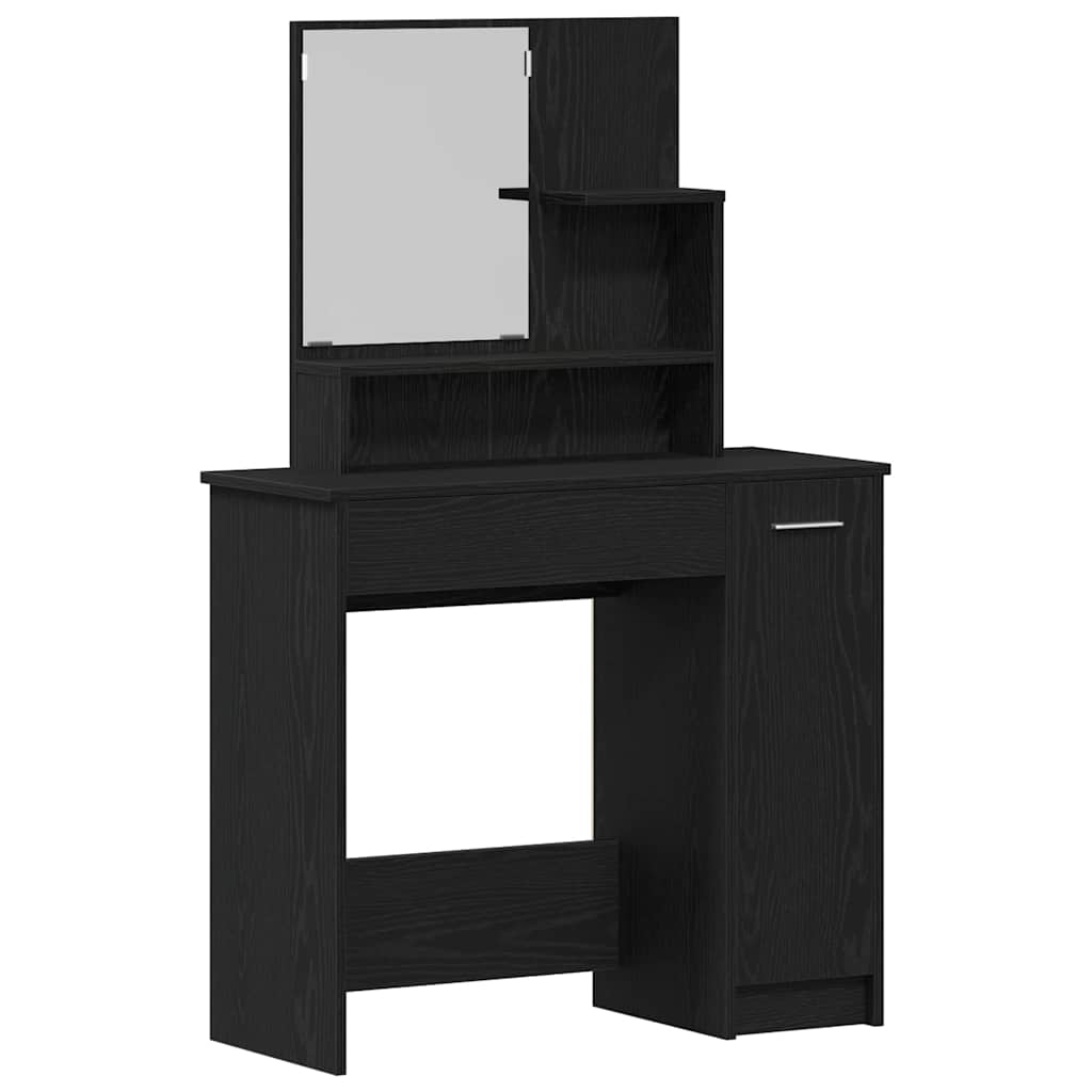 Conjunto de Mesa de Tocador con cajón 2 pcs Roble Negro