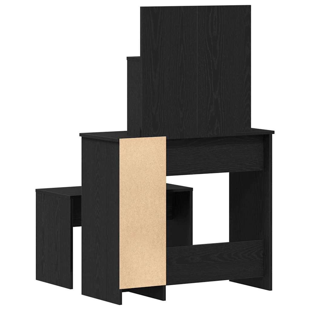 Conjunto de Mesa de Tocador con cajón 2 pcs Roble Negro