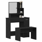Conjunto de Mesa de Tocador con cajón 2 pcs Roble Negro