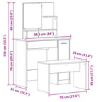 Conjunto de Mesa de Tocador con cajón 2 pcs Roble Negro