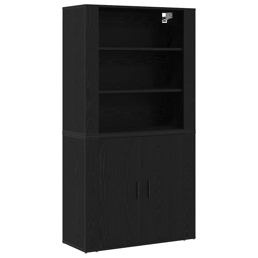 Aparador alto Roble Negro 80 x 33 x 150 cm Madera de ingeniería