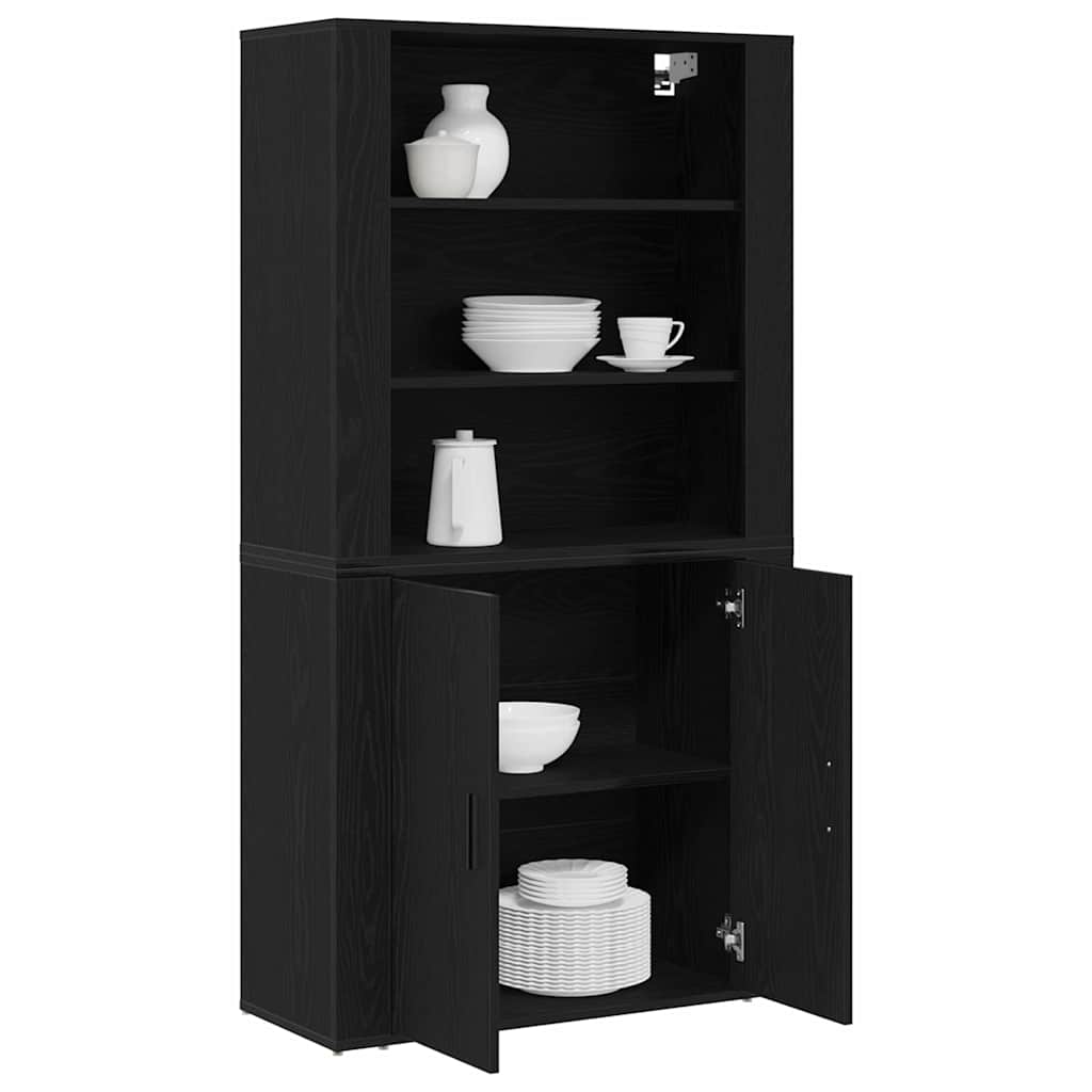Aparador alto Roble Negro 80 x 33 x 150 cm Madera de ingeniería