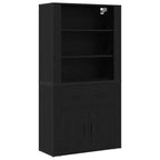 Aparador alto Roble Negro 80 x 33 x 150 cm Madera de ingeniería