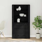 Aparador alto Roble Negro 80 x 33 x 150 cm Madera de ingeniería