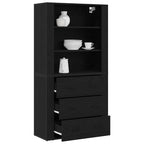Aparador alto Roble Negro 80 x 33 x 150 cm Madera de ingeniería