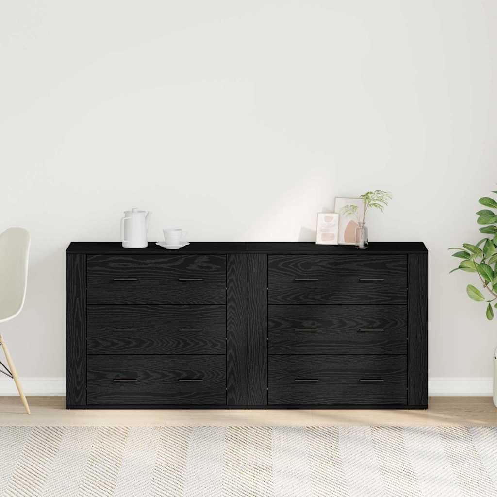 Aparador Roble Negro 160 x 33 x 70 cm Madera de ingeniería
