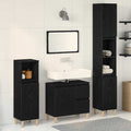 Juego de muebles de baño Montaje en la pared 3 pcs Roble Negro