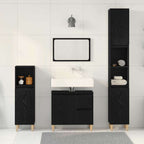 Juego de muebles de baño Montaje en la pared 3 pcs Roble Negro