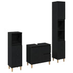 Juego de muebles de baño Montaje en la pared 3 pcs Roble Negro