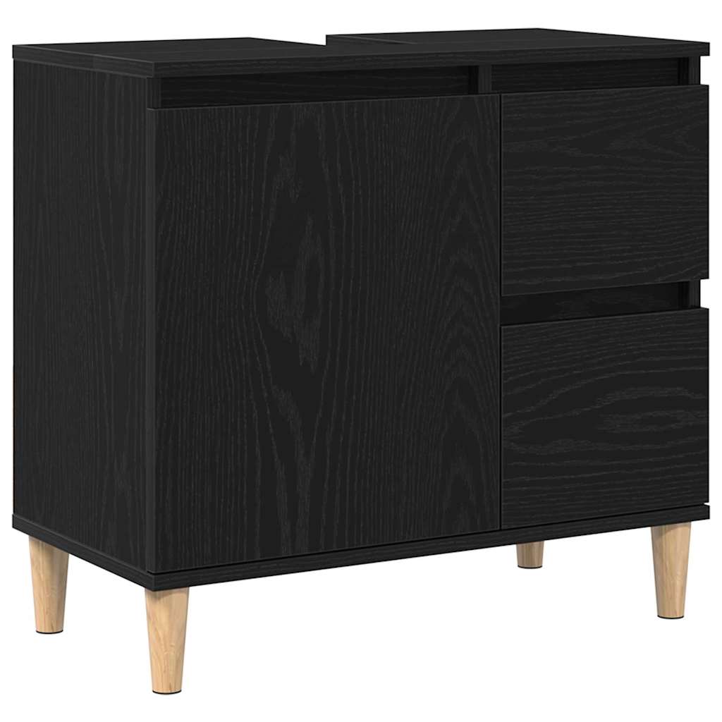 Juego de muebles de baño Montaje en la pared 3 pcs Roble Negro