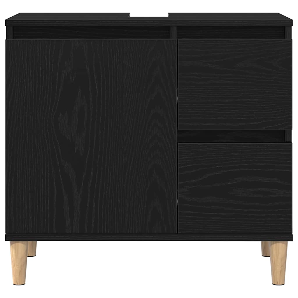 Juego de muebles de baño Montaje en la pared 3 pcs Roble Negro