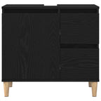 Juego de muebles de baño Montaje en la pared 3 pcs Roble Negro