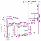 Juego de muebles de baño Montaje en la pared 3 pcs Roble Negro