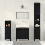 Juego de muebles de baño Montaje en la pared 3 pcs Roble Negro
