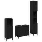 Juego de muebles de baño Montaje en la pared 3 pcs Roble Negro