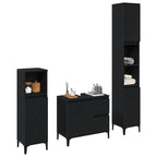 Juego de muebles de baño Montaje en la pared 3 pcs Roble Negro