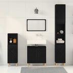 Juego de muebles de baño Montaje en la pared 3 pcs Roble Negro