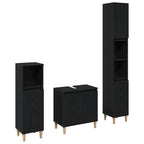 Juego de muebles de baño Montaje en la pared 3 pcs Roble Negro