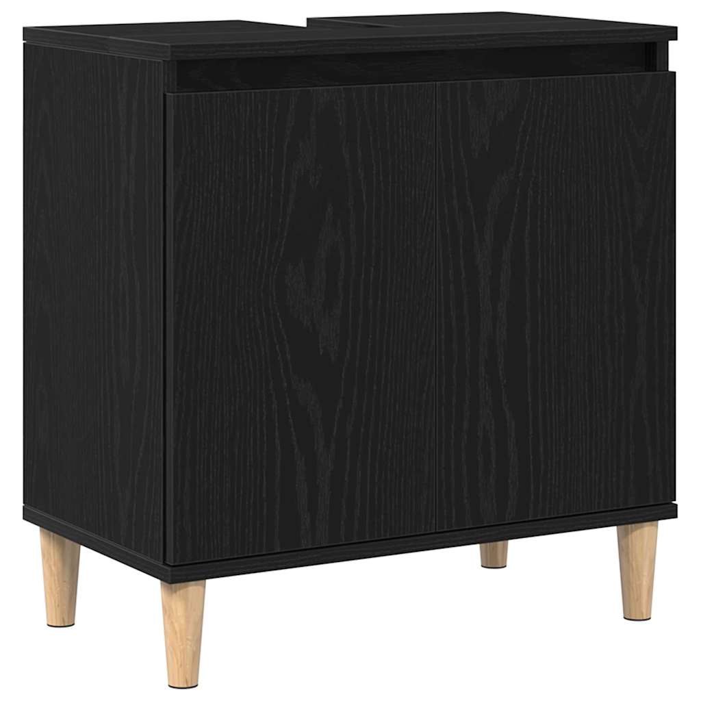 Juego de muebles de baño Montaje en la pared 3 pcs Roble Negro