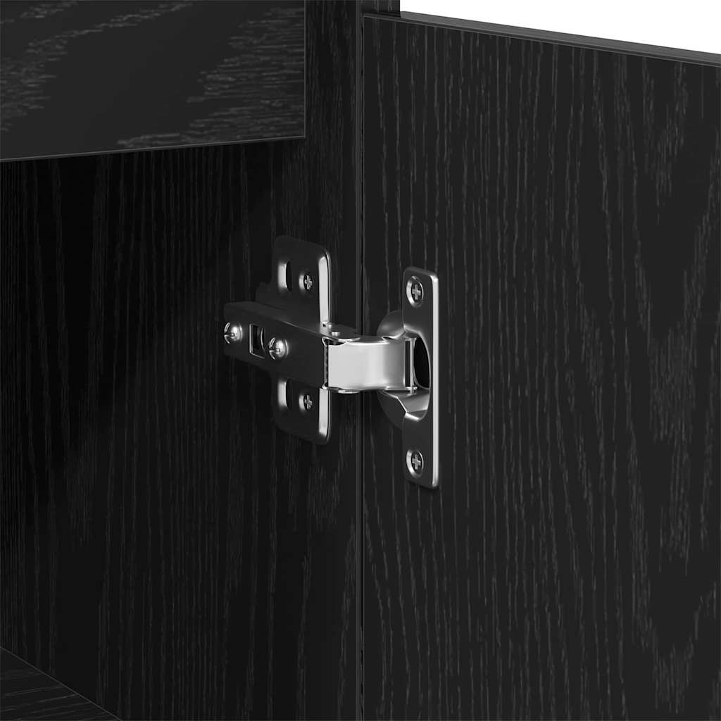 Juego de muebles de baño Montaje en la pared 3 pcs Roble Negro