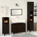 Juego de muebles de baño Montaje en la pared 3 pcs Roble Negro