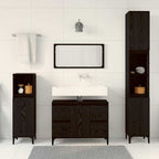 Juego de muebles de baño Montaje en la pared 3 pcs Roble Negro