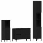 Juego de muebles de baño Montaje en la pared 3 pcs Roble Negro