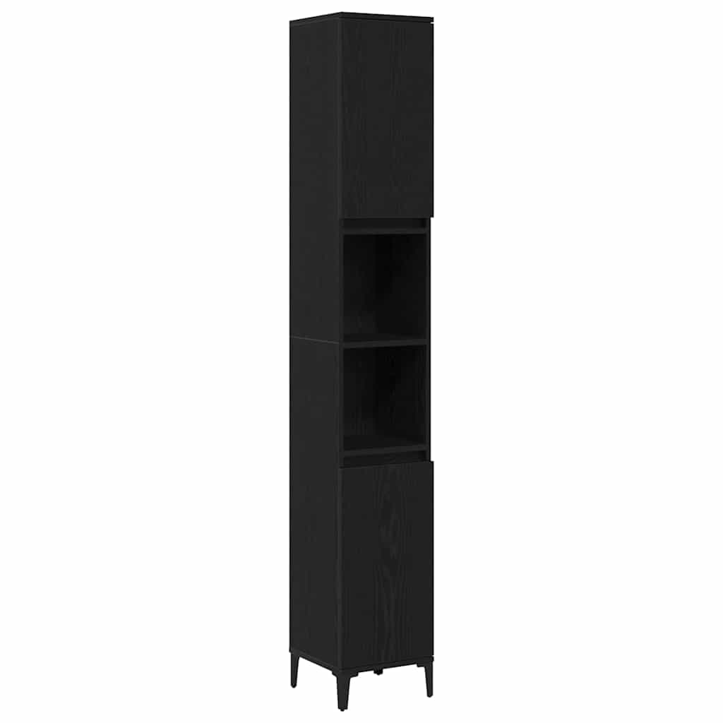 Juego de muebles de baño Montaje en la pared 3 pcs Roble Negro