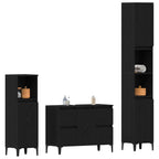 Juego de muebles de baño Montaje en la pared 3 pcs Roble Negro