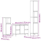 Juego de muebles de baño Montaje en la pared 3 pcs Roble Negro