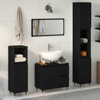Juego de muebles de baño 3 pcs Roble Negro 30 x 30 x 190 cm