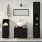 Juego de muebles de baño 3 pcs Roble Negro 30 x 30 x 190 cm