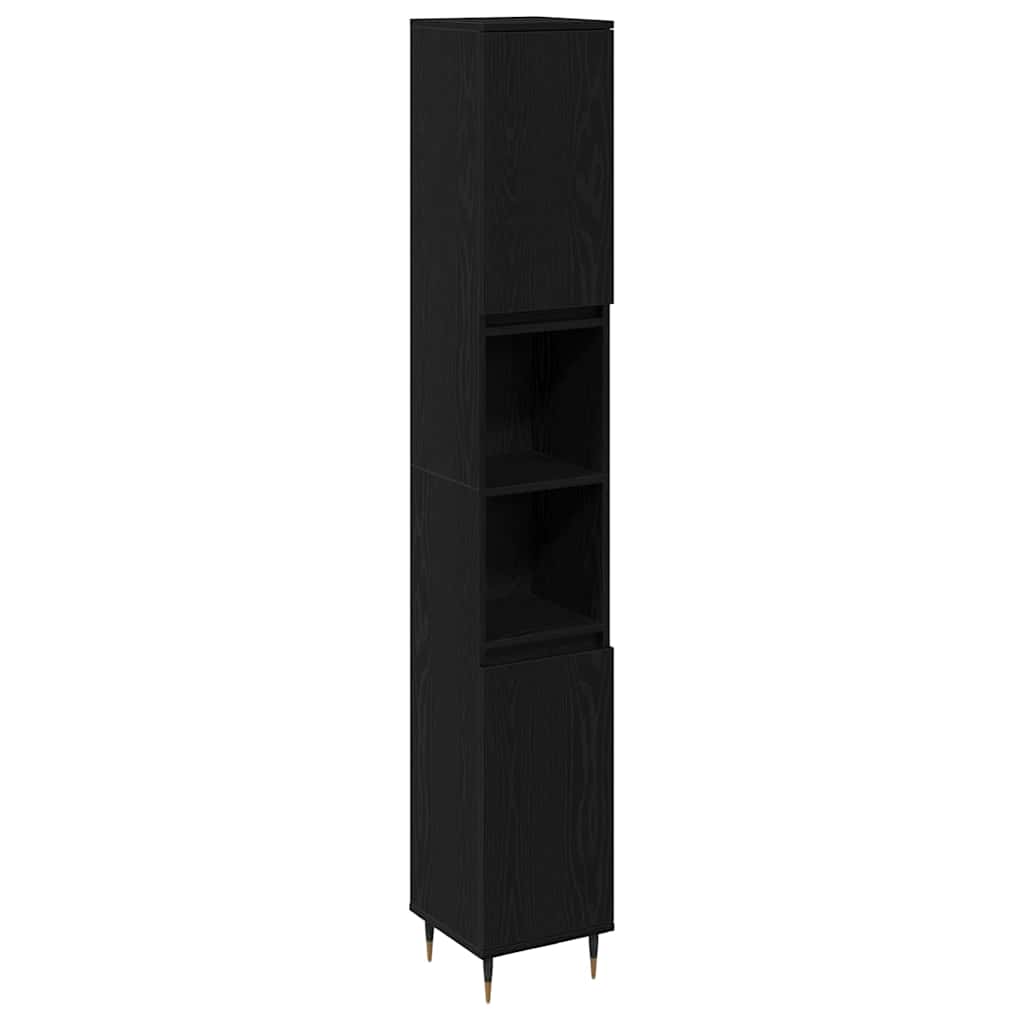 Juego de muebles de baño 3 pcs Roble Negro 30 x 30 x 190 cm