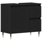 Juego de muebles de baño 3 pcs Roble Negro 30 x 30 x 190 cm