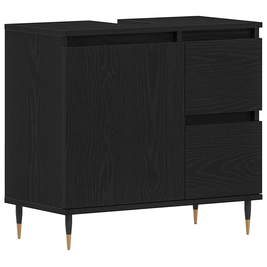 Juego de muebles de baño 3 pcs Roble Negro 30 x 30 x 190 cm